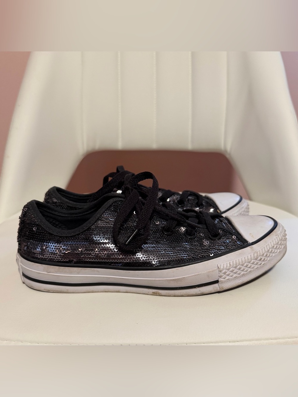Converse All Star Black/Silver Sequin Low-Top Sneakers